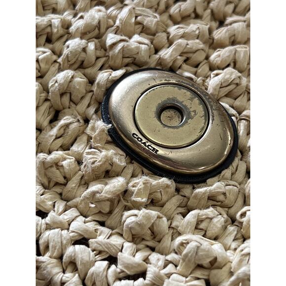 Coach Soft Tabby Shoulder Bag Popcorn Raffia Straw Leather CA032 Crossbody Purse - Picture 6 of 14